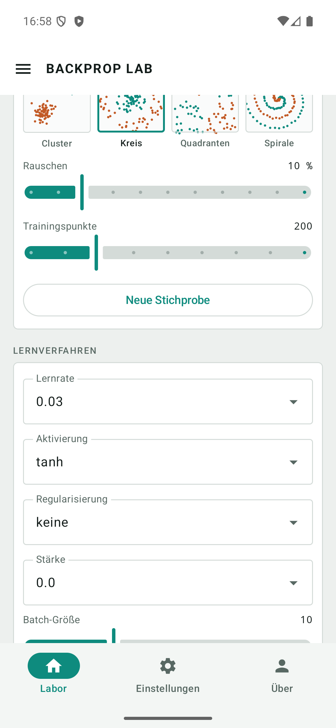Die vier Datensätze als Vorschaubilder