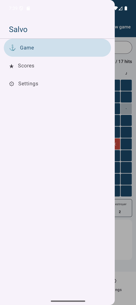 The navigation drawer