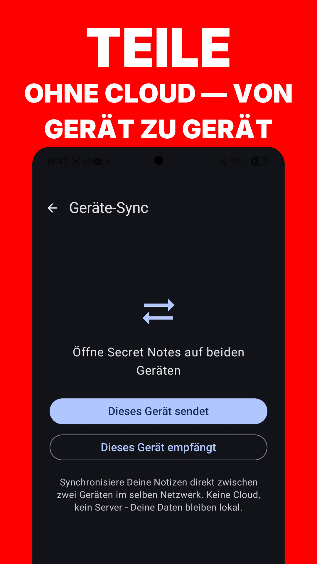 Ohne Cloud von Gerät zu Gerät teilen