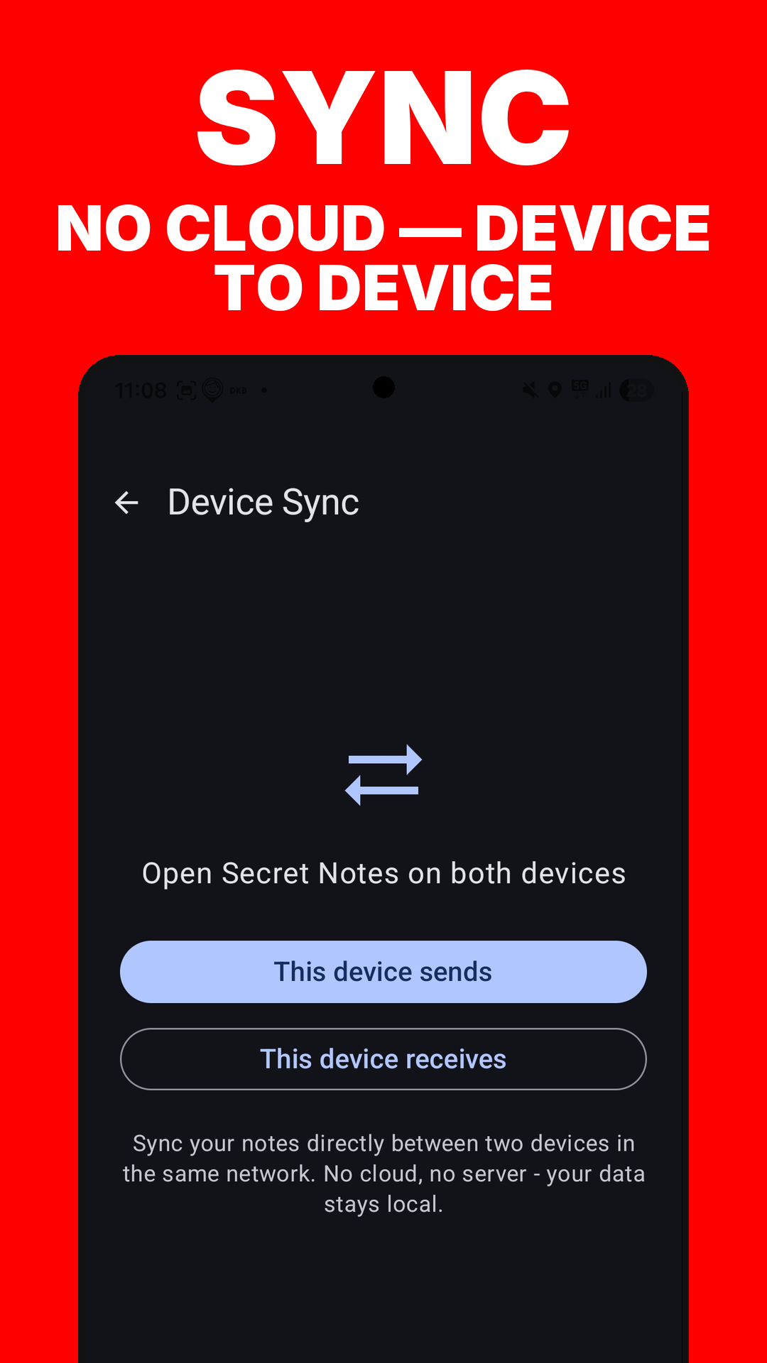 Sync notes device-to-device without cloud
