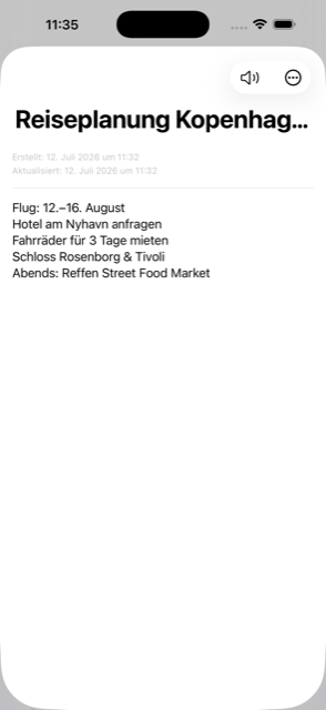 Eine Notiz mit formatiertem Text und Anhängen