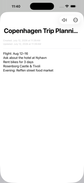 A note with formatted text and attachments
