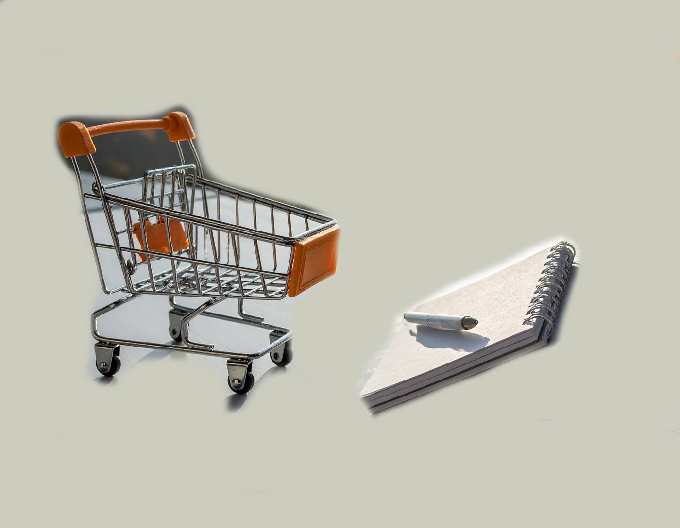 Shopping cart and shopping list notebook