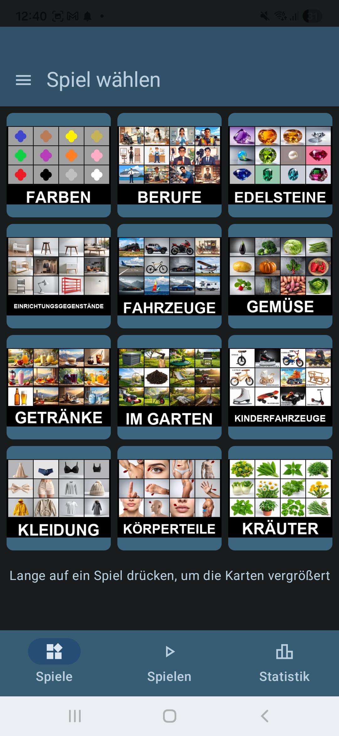 Spielauswahl