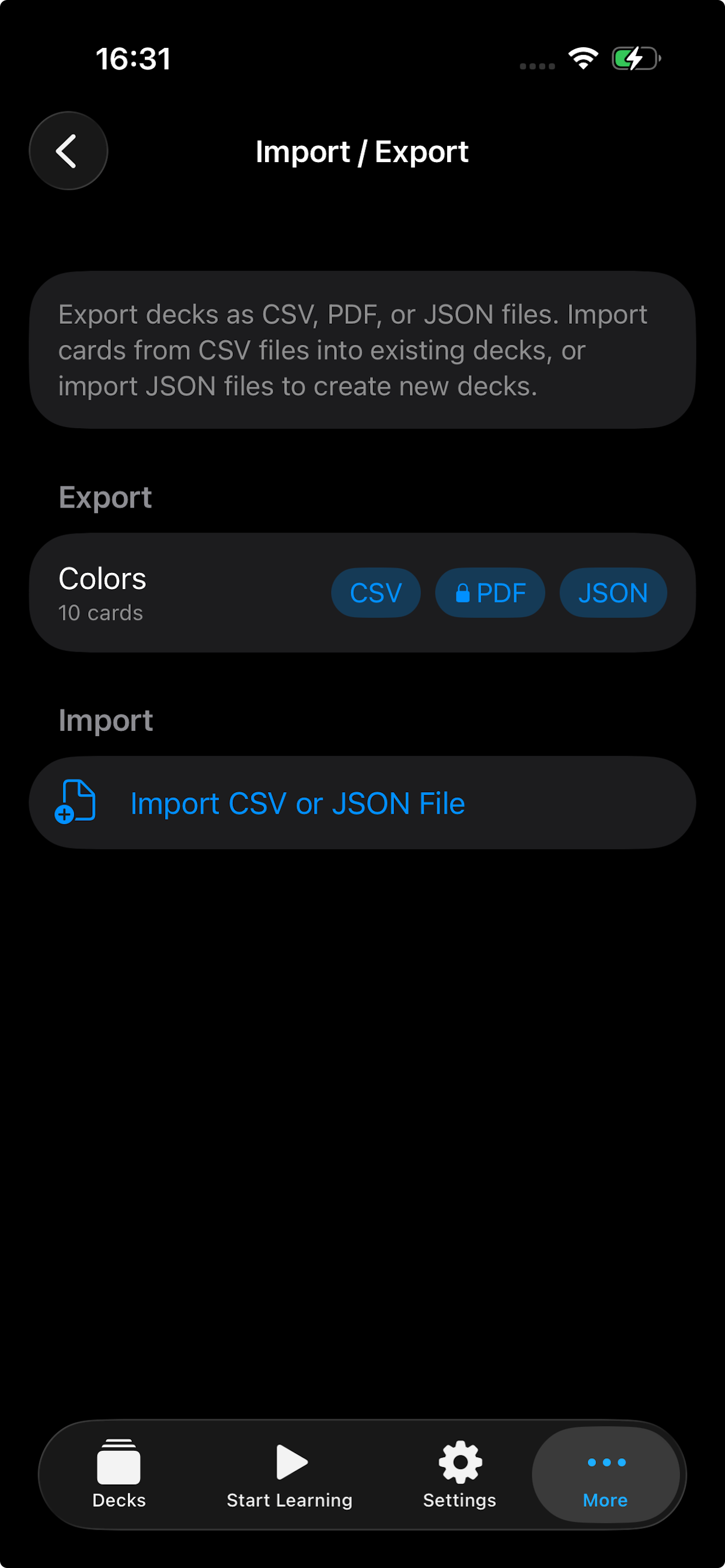 Import and export your decks