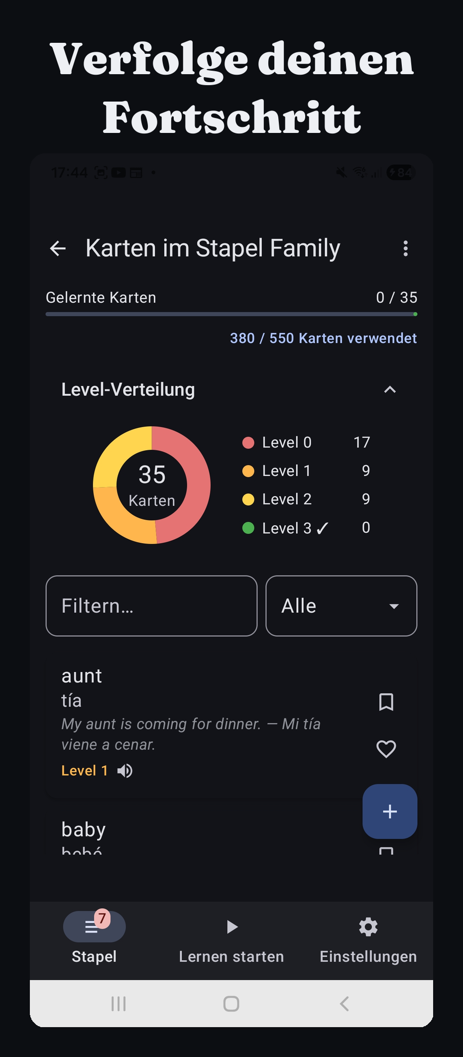 Verfolge deinen Lernfortschritt