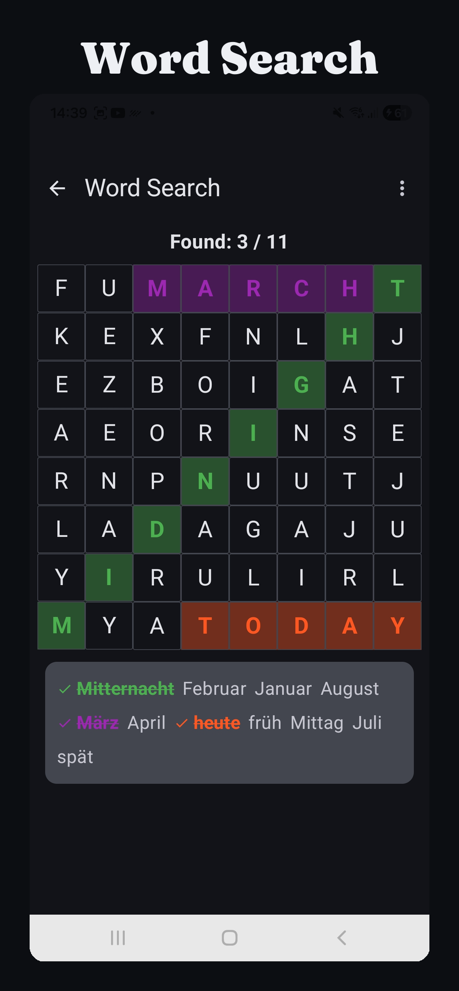 Find words in the grid