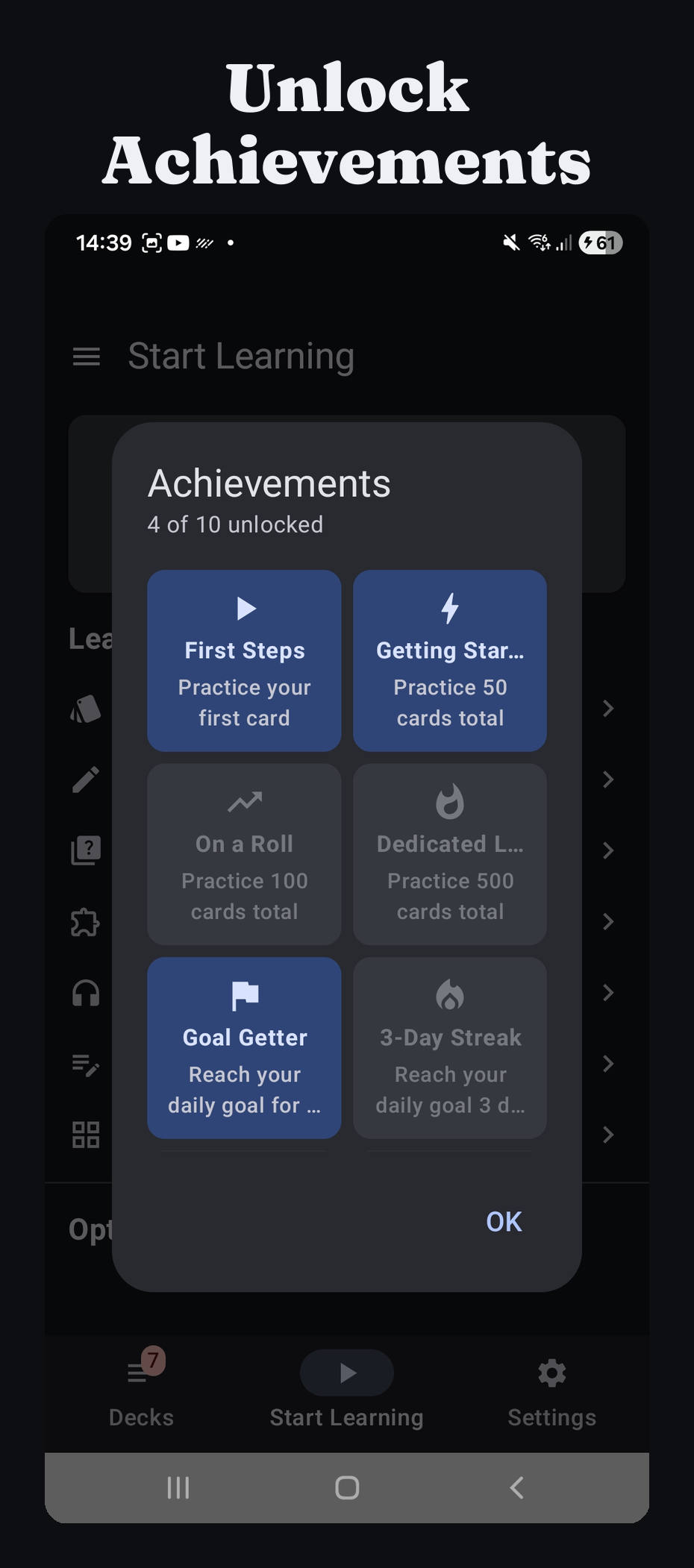 Unlock achievements